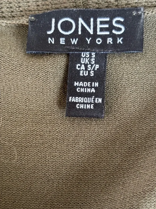 Jones New York Open-Front Olive Green Women's S Cardigan Sweater Nice Weight - Picture 4 of 9